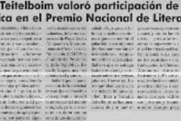 Volodia Teitelboim valoró participación de opinión pública en el Premio Nacional de Literatura 2002  [artículo]