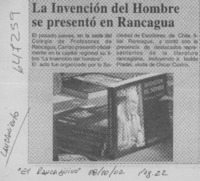 La Invención del hombre se presentó en Rancagua  [artículo]