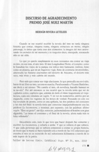 Discurso de agradecimiento Premio José Nuez Martín  [artículo]