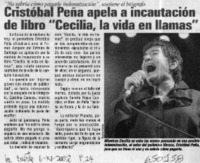 Cristóbal Peña apela a incautación de libro: "Cecilia, la vida en llamas"  [artículo]