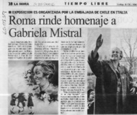 Roma rinde homenaje a Gabriela Mistral  [artículo]