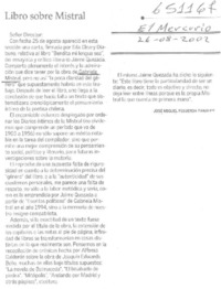 Libro sobre Mistral  [artículo] José Miguel Figueroa Canales