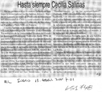 Hasta siempre Cecilia Salinas  [artículo] F. Q.