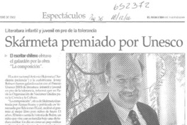 Skármeta premiado por Unesco  [artículo]