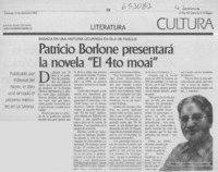 Patricio Borlone presentará la novela "El 4to moai"  [artículo]