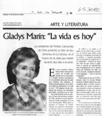 Gladys Marín, "La vida es hoy"