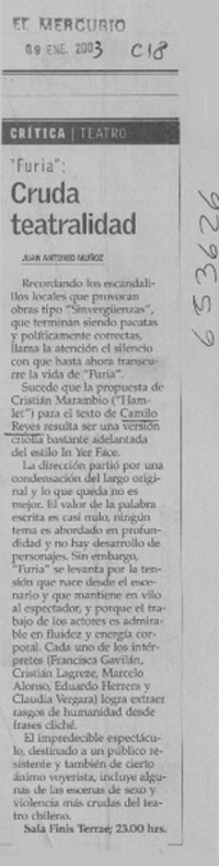 Cruda teatralidad  [artículo] Juan Antonio Muñoz