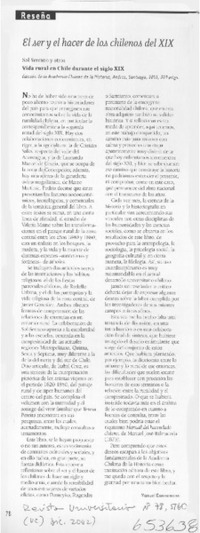 El ser y el hacer de los chilenos del XIX  [artículo] Manuel Dannemann