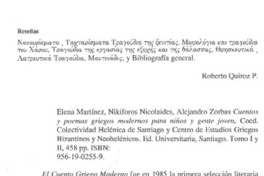 Cuentos y poemas griegos modernos para niños y gente joven  [artículo] M. Mercedes López <y> Roberto Quiroz P.