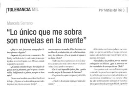 "Lo único que me sobra son novelas en la mente"  [artículo] Matías del Río C.