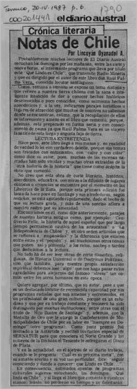 Notas de Chile  [artículo] Lincoyán Oyanedel A.