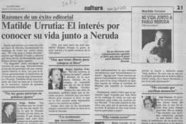 Matilde Urrutia, el interés por conocer su vida junto a Neruda