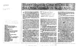 Humor negro de Cossa en otra de sus obras montada en teatro Abril  [artículo] Rosario Larraín.