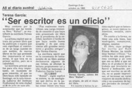 "Ser escritor es un oficio"  [artículo].