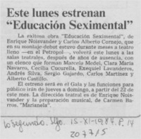 Este lunes estrenan "Educación seximental"