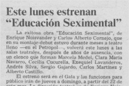 Este lunes estrenan "Educación seximental"