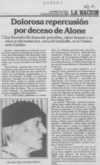 Dolorosa repercusión por deceso de Alone