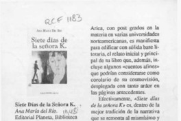 Siete días de la señora K  [artículo] Eduardo Briceño.