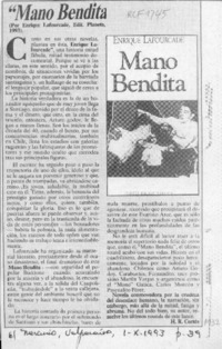 "Mano bendita"  [artículo] H. R. Cortés.
