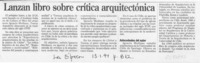 Lanzan libro sobre crítica arquitectónica  [artículo].