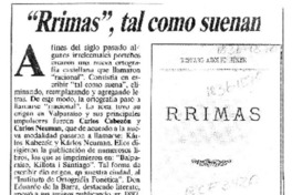 "Rrimas", tal como suenan  [artículo] Adolfo Simpson T.