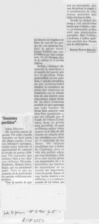 "Dominios perdidos"  [artículo] Rafael Pastor Besoaín.