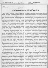 Una ceremonia significativa  [artículo] T. C.