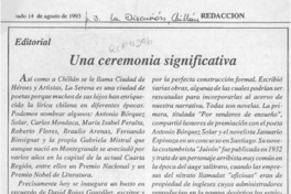 Una ceremonia significativa  [artículo] T. C.