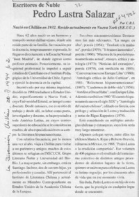 Pedro Lastra Salazar  [artículo] C. R. I.