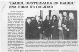 "isabel desterrada en Isabel" una obra de calidad  [artículo] Jorge Olivares.