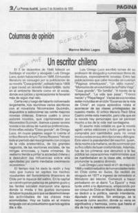 Un escritor chileno  [artículo] Marino Muñoz Lagos.