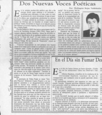 Dos nuevas voces poéticas  [artículo] Wellington Rojas Valdebenito.