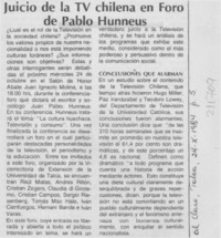 Juicio de la TV chilena en Foro de Pablo Huneeus