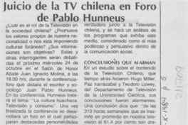 Juicio de la TV chilena en Foro de Pablo Huneeus