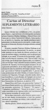 Cartas al Director  [artículo] Benigno Avalos Ansieta.