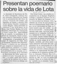 Presentan poemario sobre la vida de Lota  [artículo].