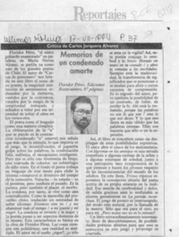 Memorias de un condenado a amarte  [artículo] Carlos Jorquera Alvarez.