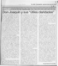 Don Joaquín y sus "útiles claridades"  [artículo] Sergio Ramón Fuentealba.