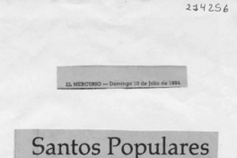 Santos populares  [artículo] Eliana Pattillo B.