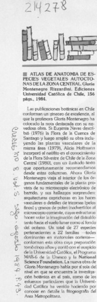 "Atlas de anatomía de especies vegetales autóctonas de la Zona Central"