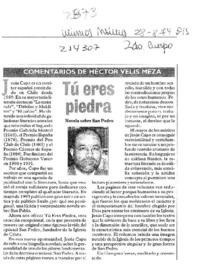 Tú eres piedra  [artículo] Héctor Velis Meza.