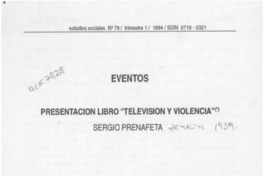 Presentación libro "Televisión y violencia"  [artículo] Sergio Prenafeta.