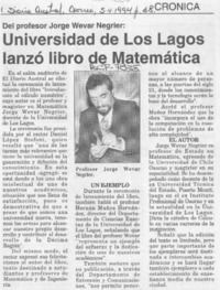 Universidad de Los Lagos lanzó libro de matemática  [artículo].