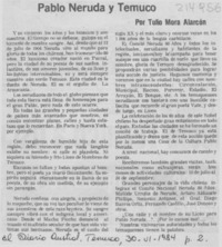 Pablo Neruda y Temuco