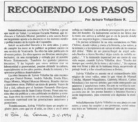 Recogiendo los pasos  [artículo] Arturo Volantines R.