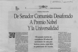 De senador comunista desaforado a Premio Nobel y la universalidad  [artículo] Víctor M. Mandujano.