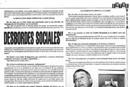"Aquí se vienen los desbordes sociales"  [artículo] M. G.