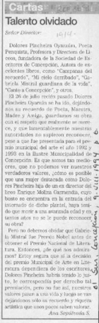 Talento olvidado  [artículo] Ana Sepúlveda S.