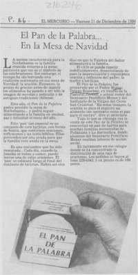 El pan de la palabra -- en la mesa de Navidad