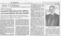 La Poesía debe buscar los valores y lo trascendente de este mundo  [artículo].